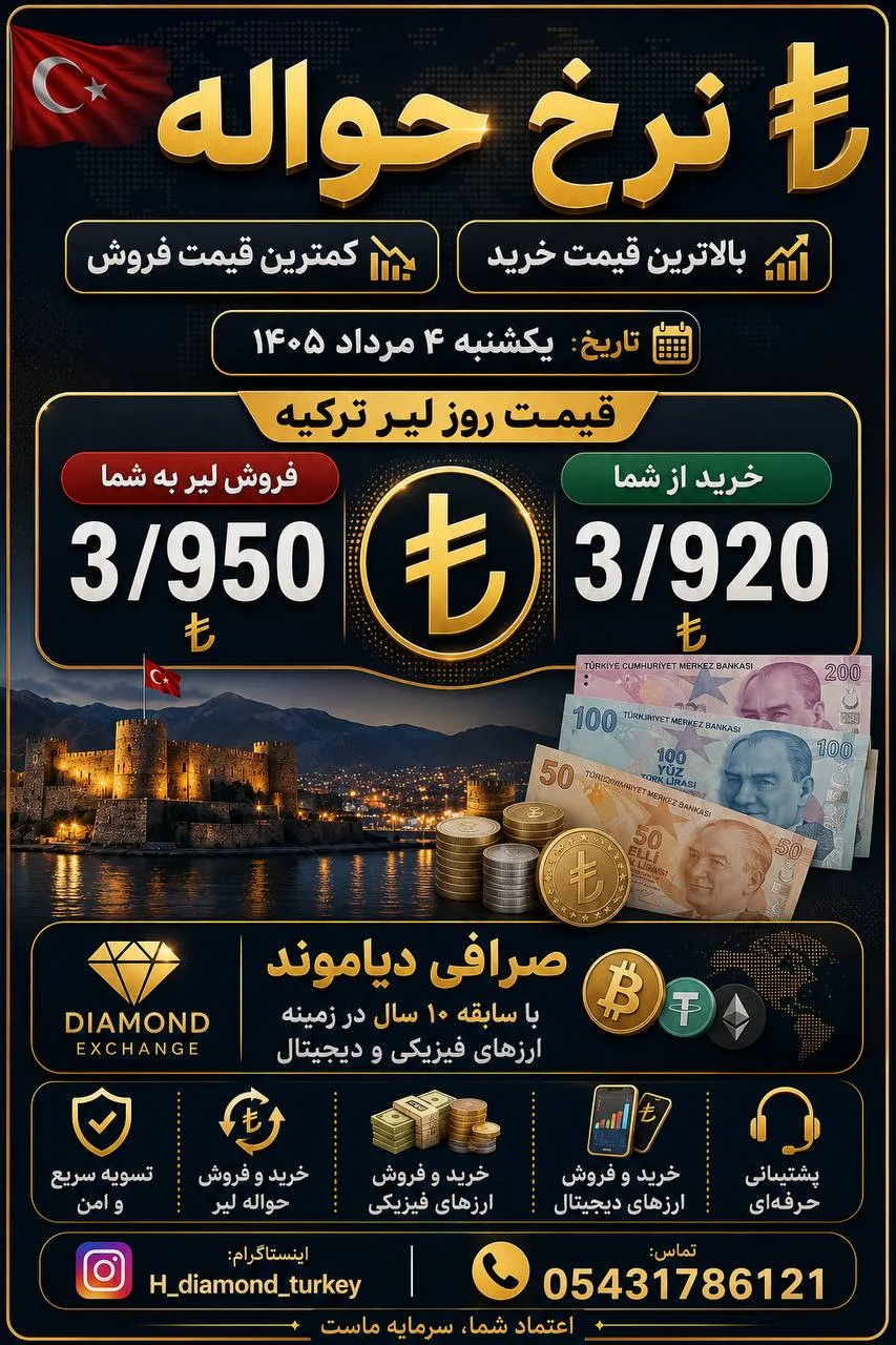 نرخ روز حواله لیر | صرافی دیاموند