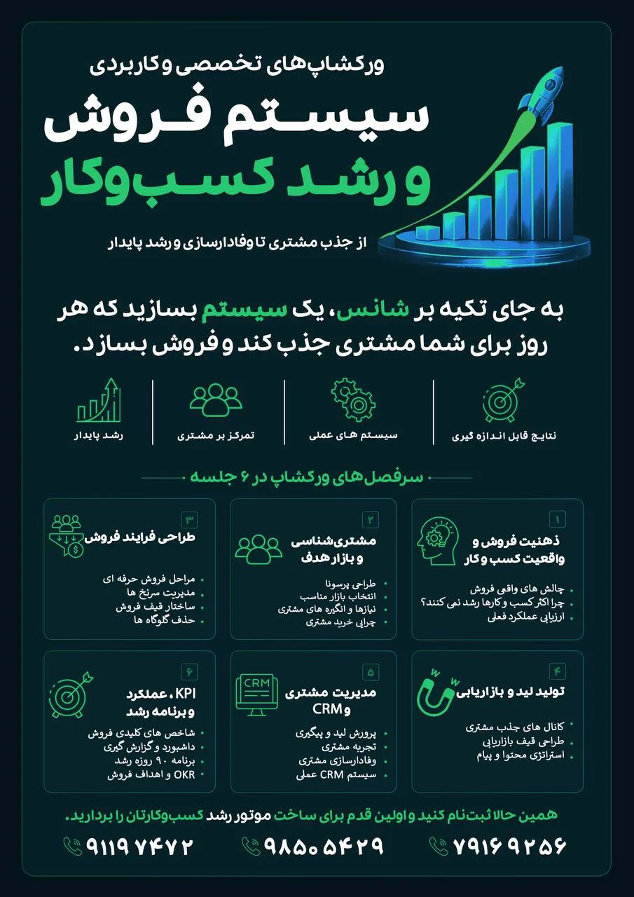 کارگاه طراحی سیستم فروش و رشد کسب‌وکار